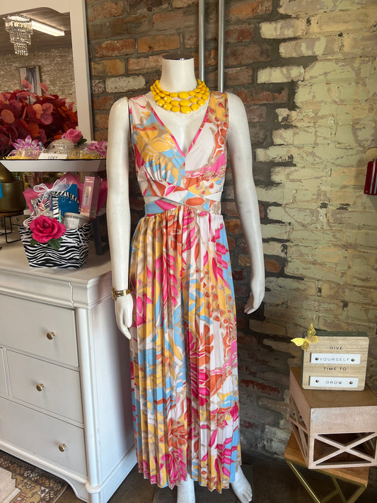 Pleated Spring Bouquet Jumpsuit
