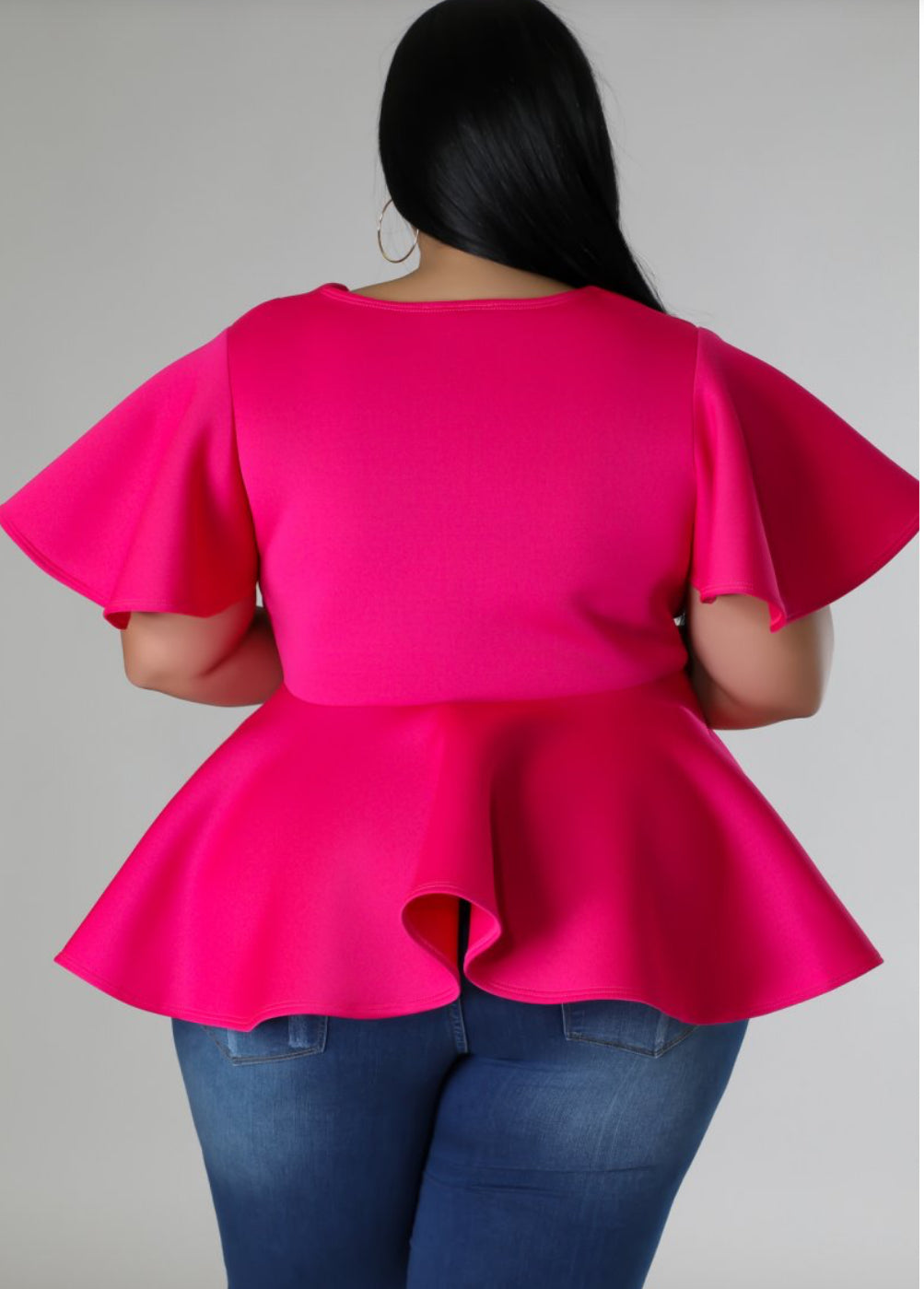 Butterfly Sleeve Peplum Top