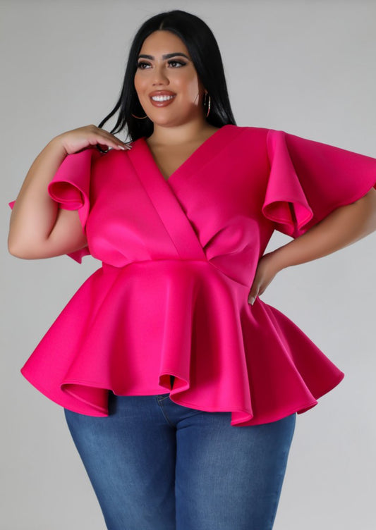 Butterfly Sleeve Peplum Top