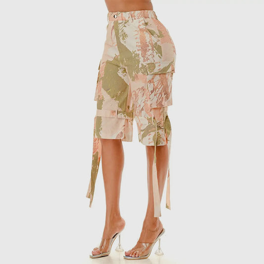 Blush Camo Cargo Shorts