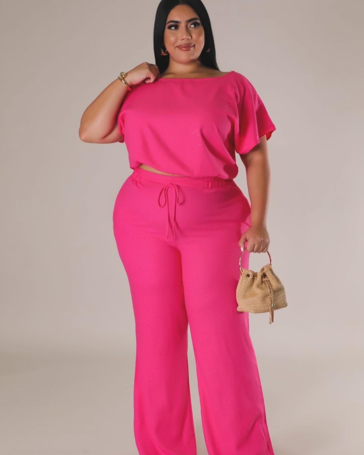 Hot Pink Linen Pant Set