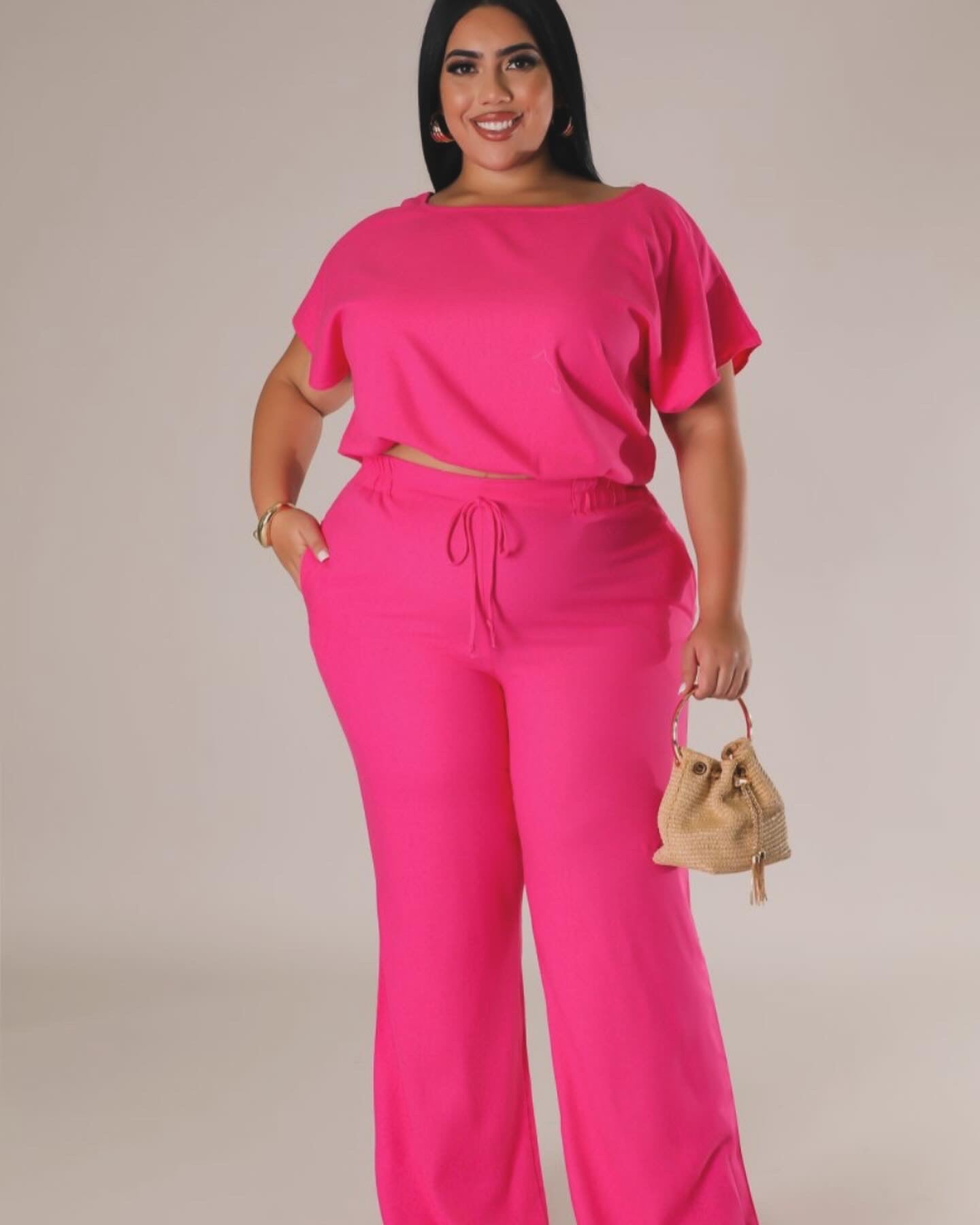 Hot Pink Linen Pant Set